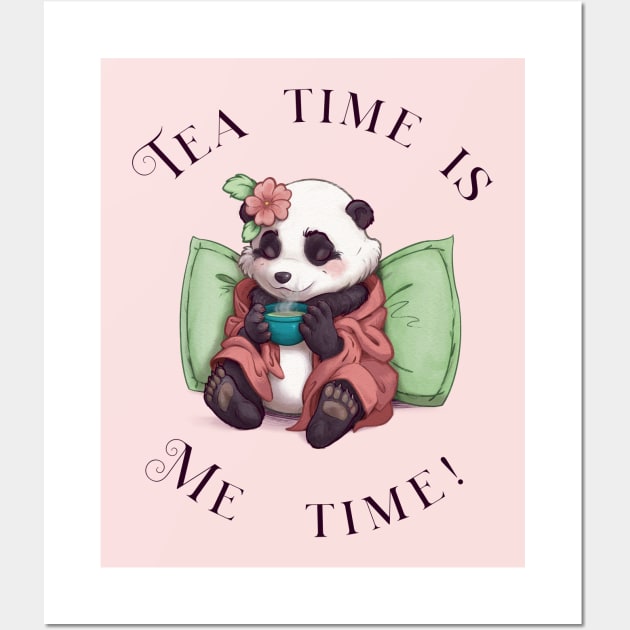 Lily Panda: Tea time is ME time Wall Art by Mili Fay Art